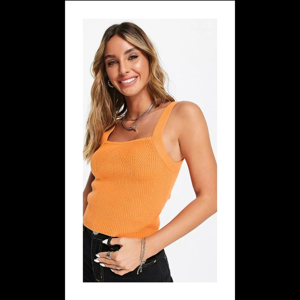 NWT Asos Cropped Knit Tank in Mango